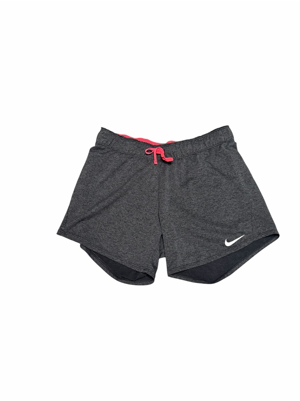 Nike Women's Charcoal Athletic Shorts with Pink Drawstring